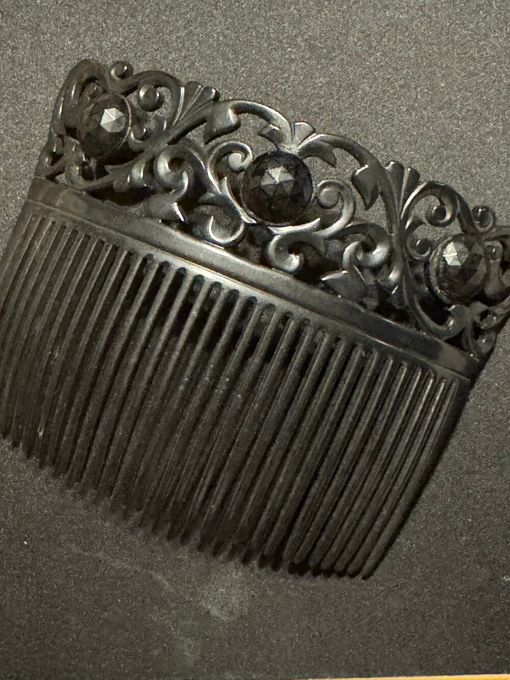 Antique 1930’s Hair Comb, Crown Tiara Usually Mourning Comb